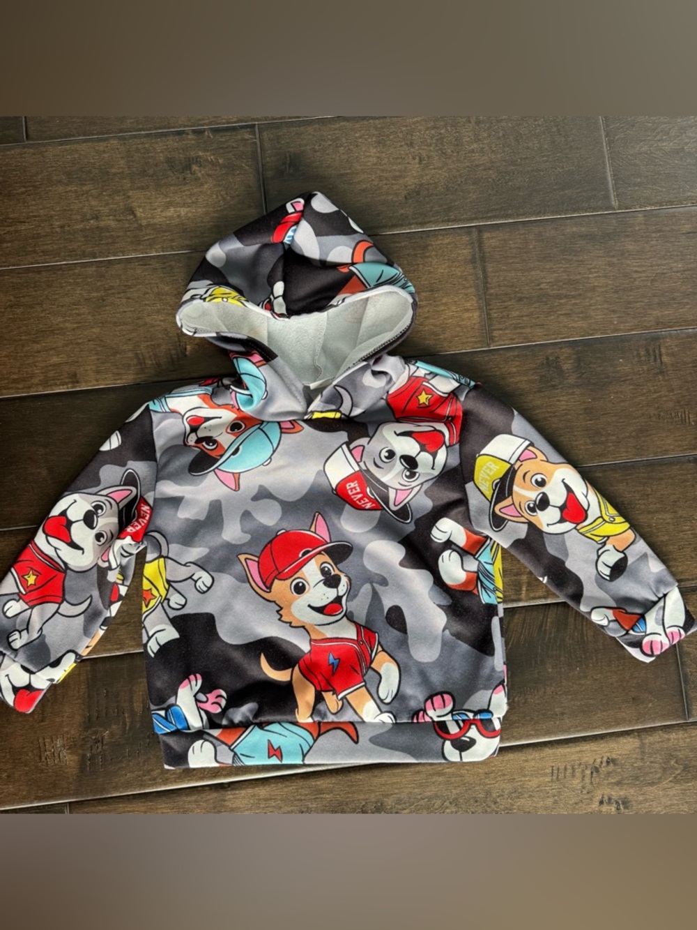 💜3/$15 Boys Paw Patrol Camo Print Fleece Lined Hoodie - 4Y